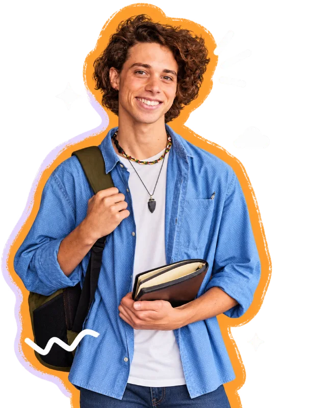 A young person smiling after an online therapy session